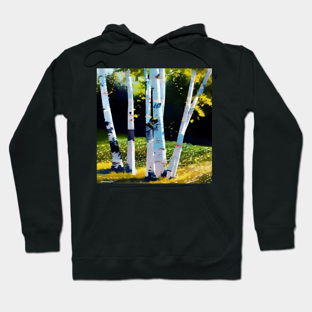 Sun on Birch Trees Hoodie by DANAROPER